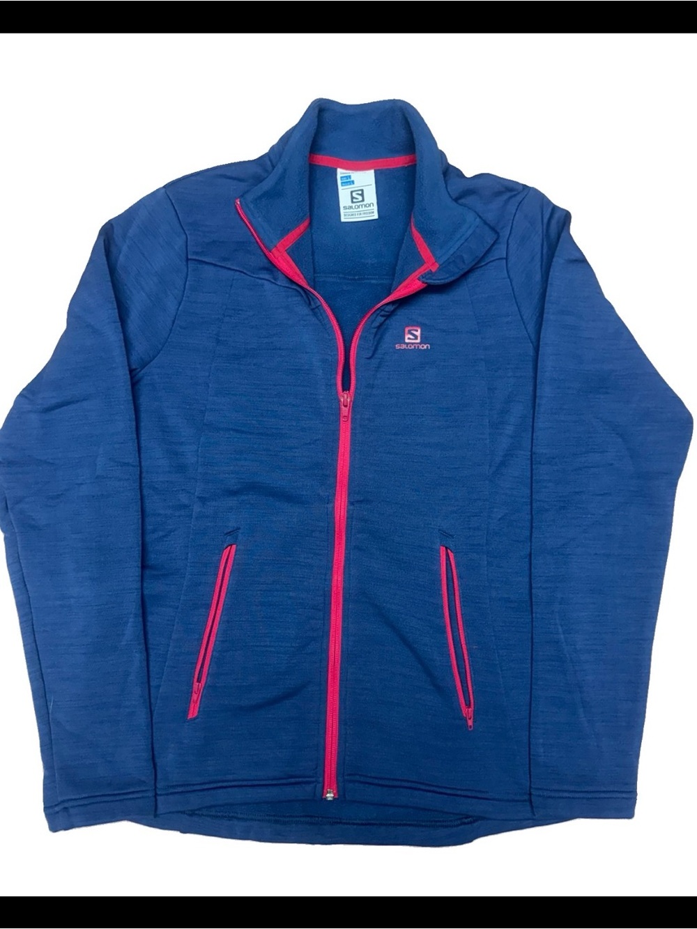 Salomon women’s Blue Fleece Jacket with Pink Trim
